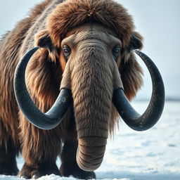 Create an image of a mammoth with black tusks