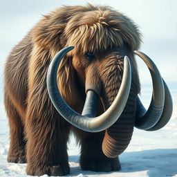 Create an image of a mammoth with black tusks