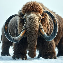 Create an image of a mammoth with black tusks