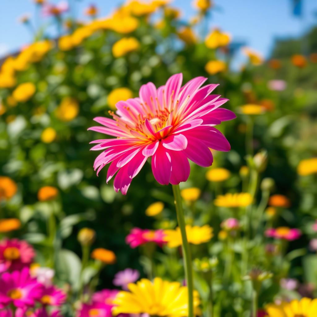 A colorful flower with petals that dance in the wind