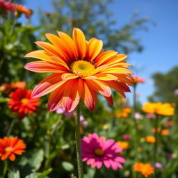 A colorful flower with petals that dance in the wind