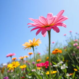 A colorful flower with petals that dance in the wind