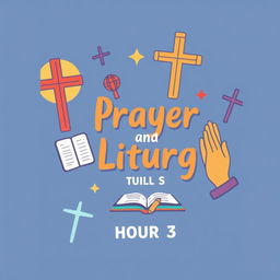 Create a binder cover for a high school class titled 'Prayer and Liturgy, Hour 3'