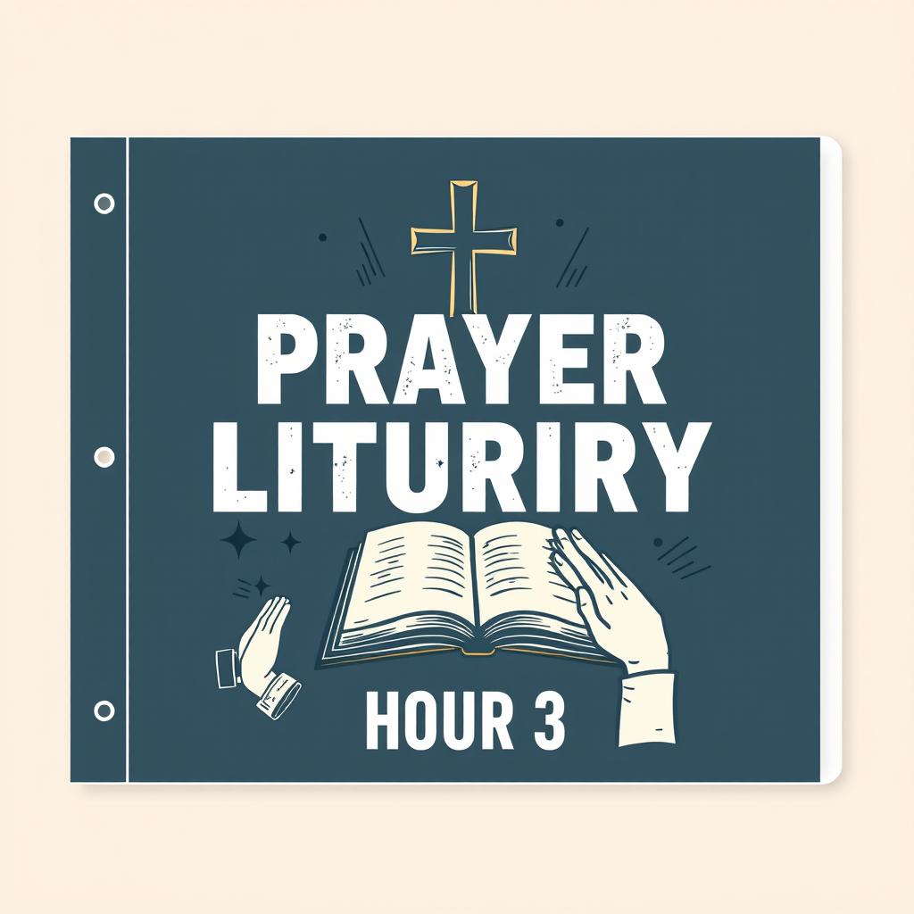 Create a more masculine binder cover for a high school class titled 'Prayer and Liturgy, Hour 3'