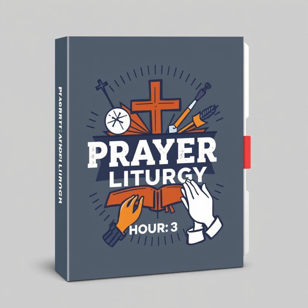 Create a more masculine binder cover for a high school class titled 'Prayer and Liturgy, Hour 3'