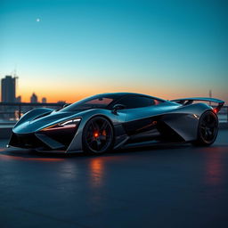 A sleek, modern supercar with a futuristic design, showcasing aerodynamic curves, advanced technology, and a luxurious interior