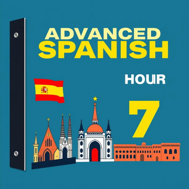 Create a more masculine binder cover for a high school class titled 'Advanced Spanish, Hour 7'