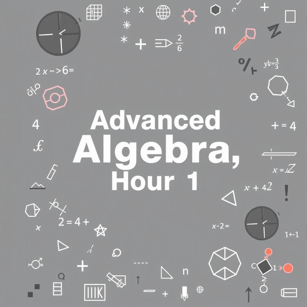 Create a more masculine binder cover for a high school class titled 'Advanced Algebra, Hour 1'