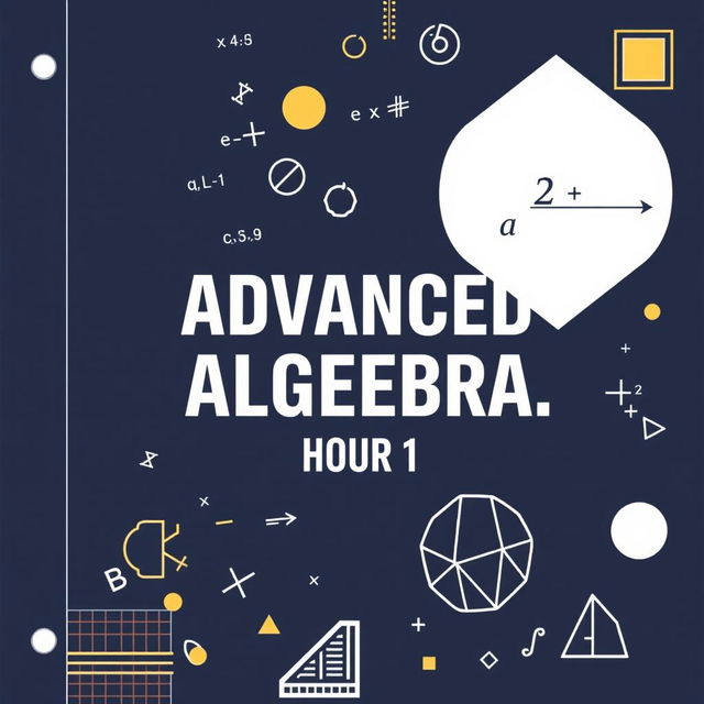 Create a more masculine binder cover for a high school class titled 'Advanced Algebra, Hour 1'