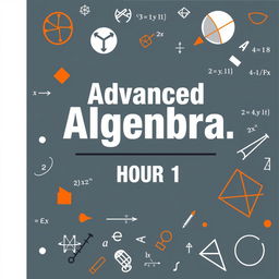 Create a more masculine binder cover for a high school class titled 'Advanced Algebra, Hour 1'