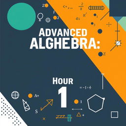 Create a more masculine binder cover for a high school class titled 'Advanced Algebra, Hour 1'