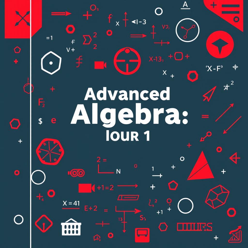 Create a more masculine binder cover for a high school class titled 'Advanced Algebra, Hour 1'