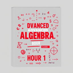 Create a more masculine binder cover for a high school class titled 'Advanced Algebra, Hour 1'