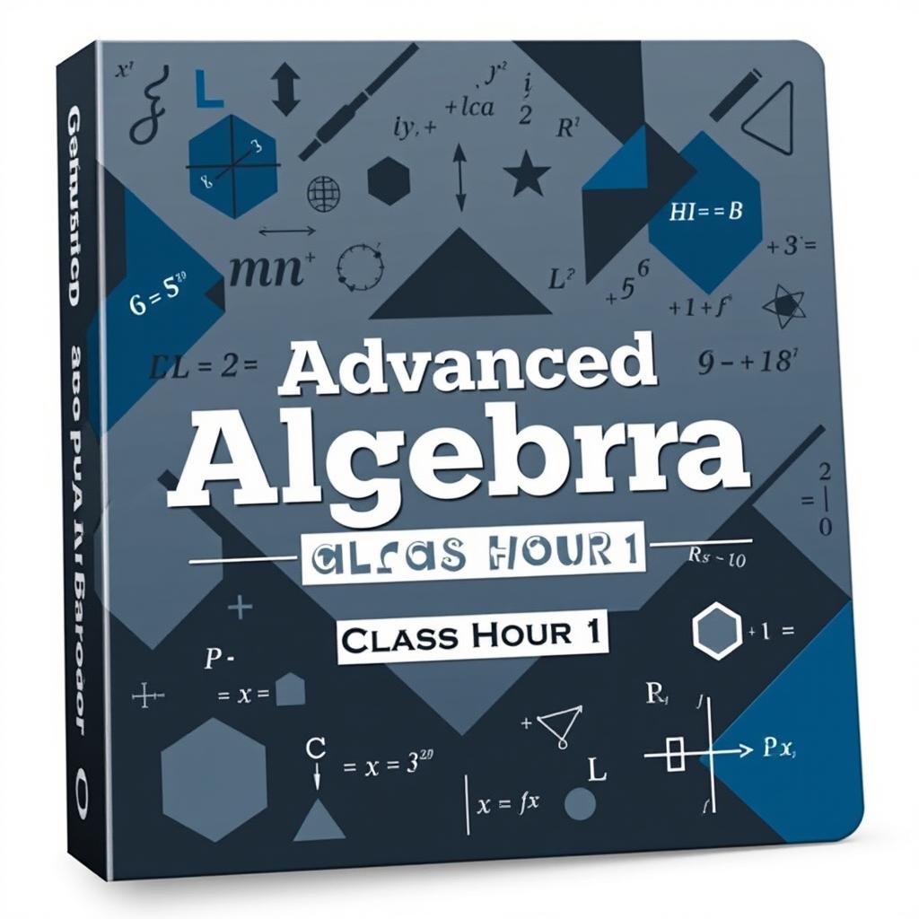 A masculine design for an advanced algebra binder cover for a high school class