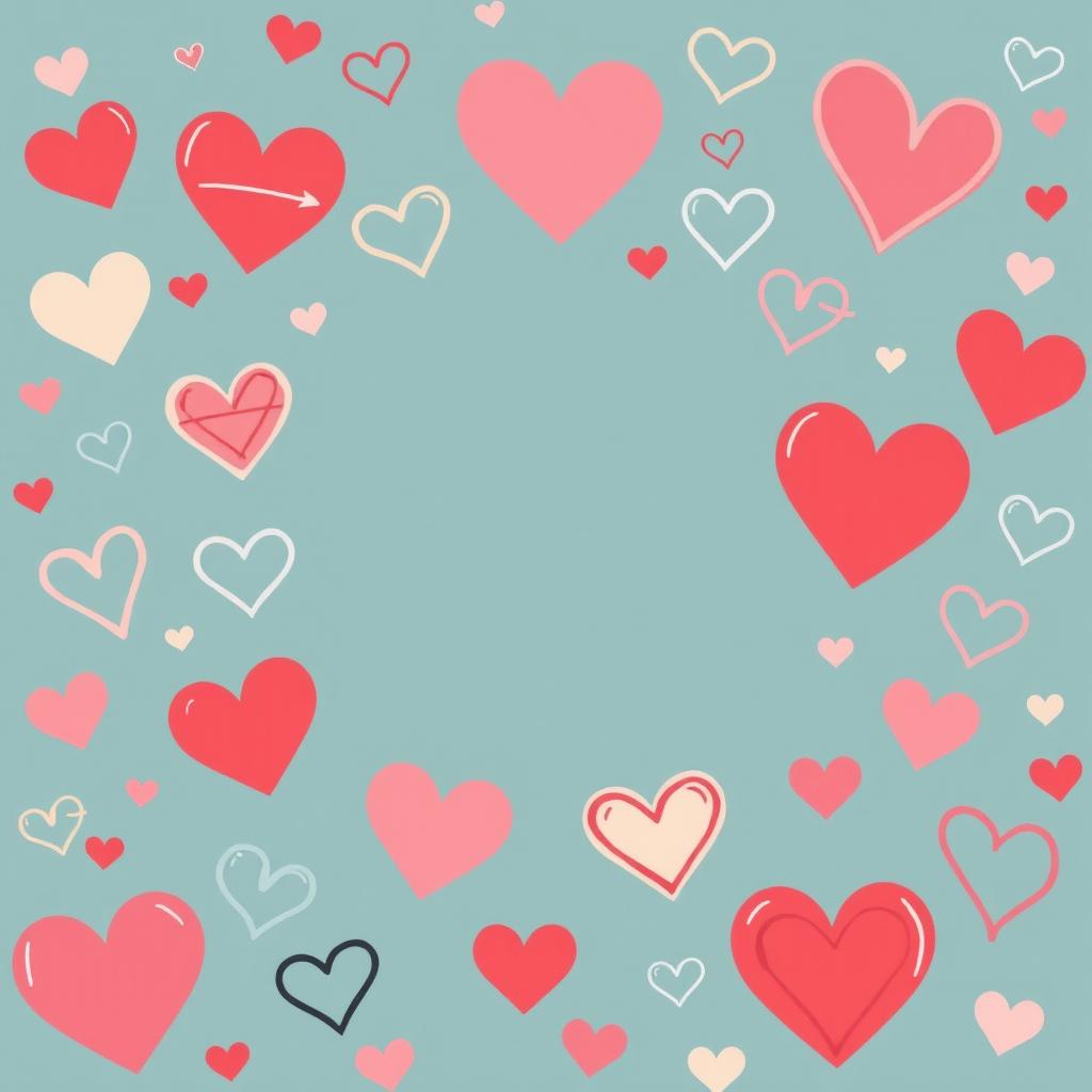 Create a background image filled with symbols that represent love and friendship