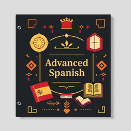 A masculine design for an advanced Spanish binder cover for a high school class