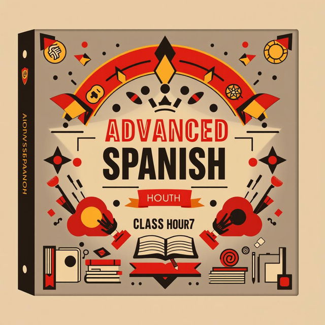 A masculine design for an advanced Spanish binder cover for a high school class