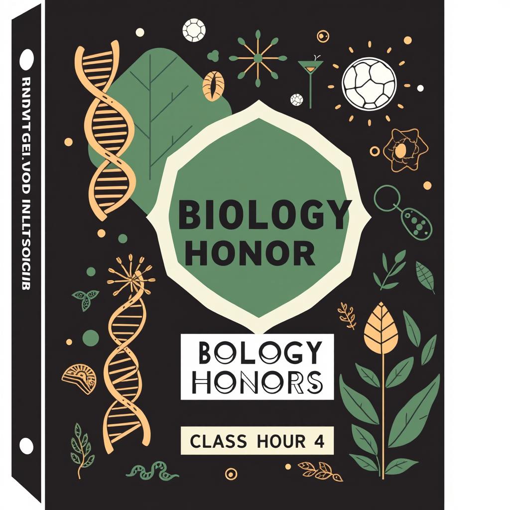 A masculine design for a Biology Honors binder cover for a high school class