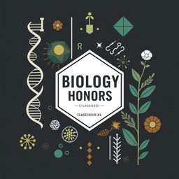 A masculine design for a Biology Honors binder cover for a high school class