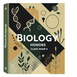 A masculine design for a Biology Honors binder cover for a high school class