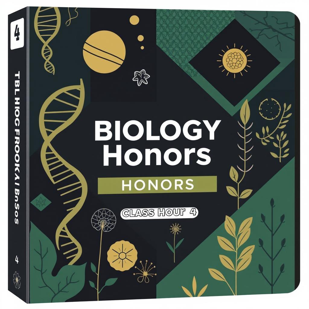 A masculine design for a Biology Honors binder cover for a high school class