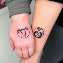 A matching tattoo design based on the yin-yang symbol