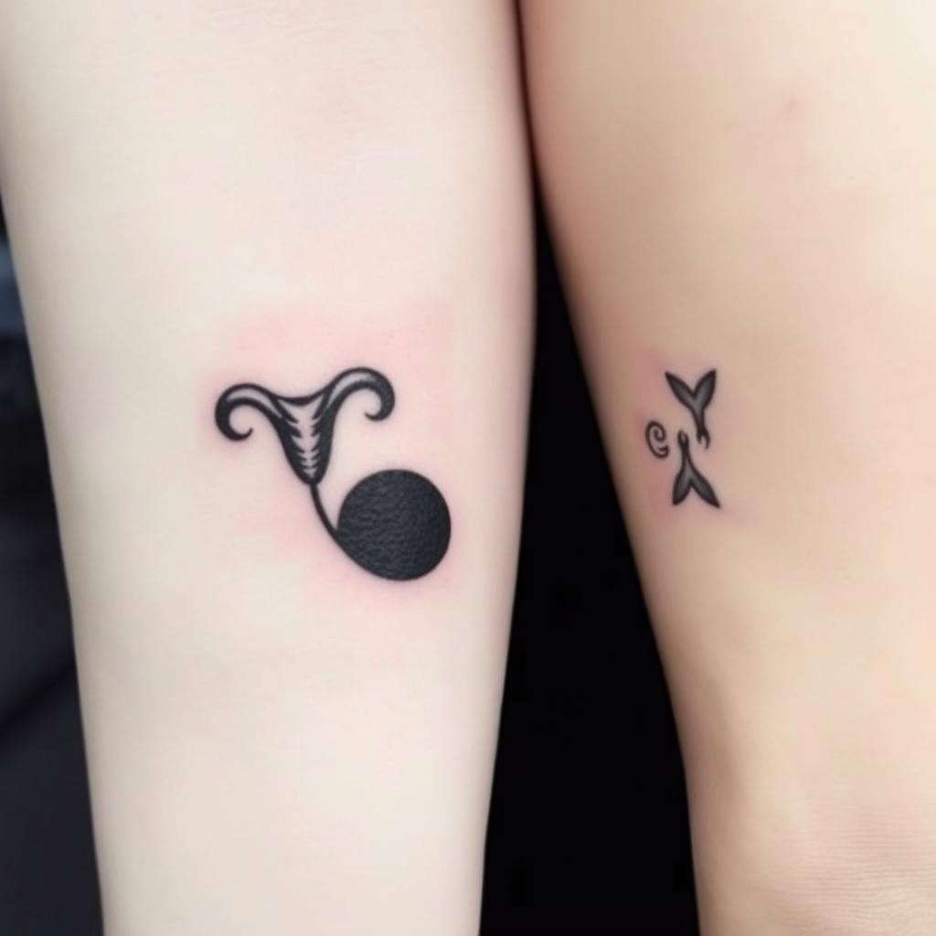 A matching tattoo design based on the yin-yang symbol