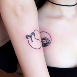 A matching tattoo design based on the yin-yang symbol