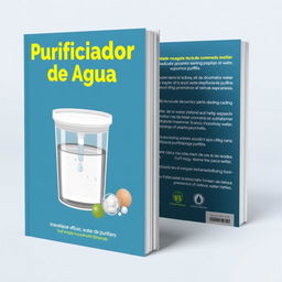 Create a book cover with the title 'Purificador de Agua' and an image of a homemade water purifier