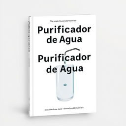 Create a book cover with the title 'Purificador de Agua' and an image of a homemade water purifier