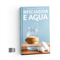 Create a book cover with the title 'Purificador de Agua' and an image of a homemade water purifier