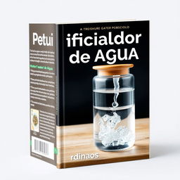 Create a book cover with the title 'Purificador de Agua' and an image of a homemade water purifier