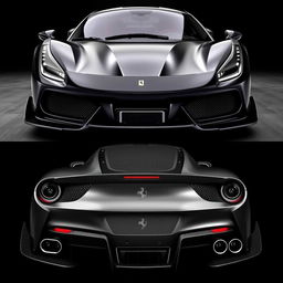 A sleek and stylish bodykit designed for a Ferrari F8, featuring carbon fiber components