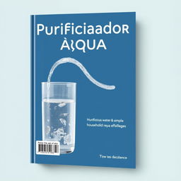 Create a book cover with the title 'Purificador de Agua' and an image of a homemade water purifier