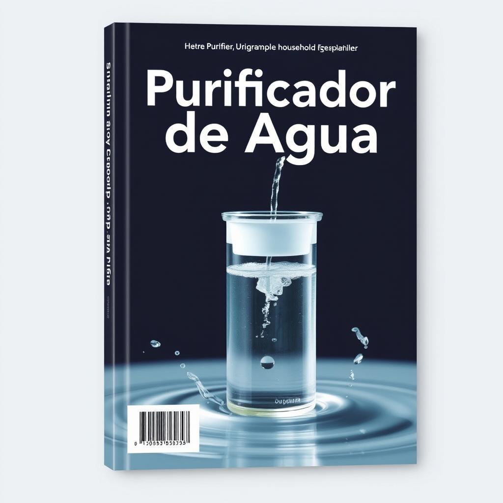 Create a book cover with the title 'Purificador de Agua' and an image of a homemade water purifier