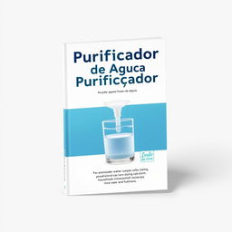 Create a book cover with the title 'Purificador de Agua' and an image of a homemade water purifier