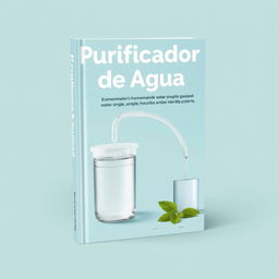 Create a book cover with the title 'Purificador de Agua' and an image of a homemade water purifier