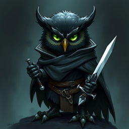 A detailed illustration of an Owlin rogue from Dungeons & Dragons