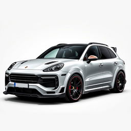 A Porsche Cayenne equipped with an aggressive bodykit made entirely of carbon fiber