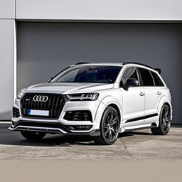 An Audi Q7 equipped with an aggressive bodykit made entirely of carbon fiber