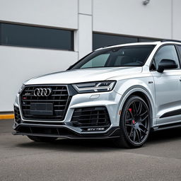 An Audi Q7 equipped with an aggressive bodykit made entirely of carbon fiber