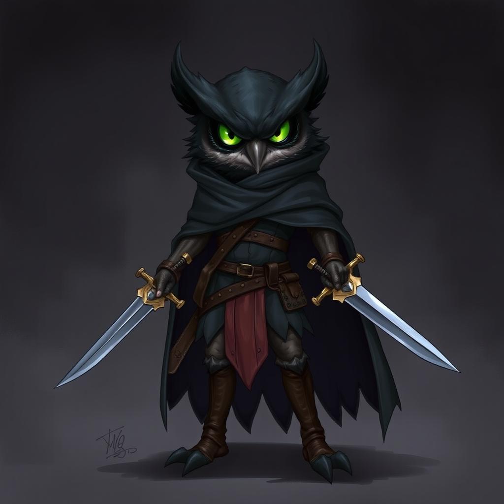 A detailed illustration of an Owlin character from Dungeons & Dragons