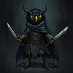 A detailed illustration of an Owlin character from Dungeons & Dragons