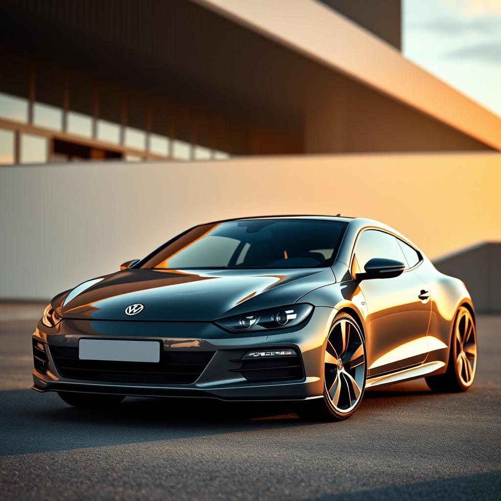 A Volkswagen Scirocco designed and manufactured by Porsche, showcasing sleek and sporty design elements, with a luxurious and high-performance appearance