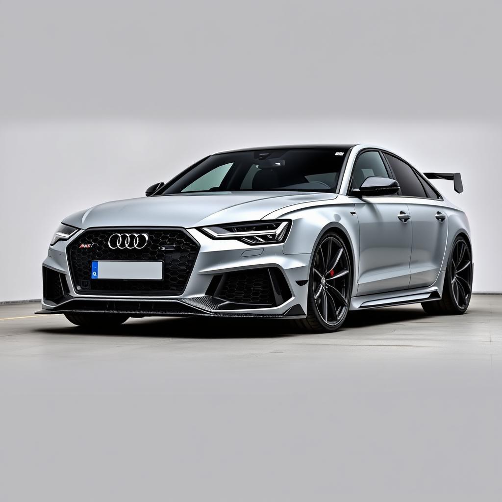 An Audi RS6 equipped with a Mansory-style aggressive bodykit made entirely of carbon fiber