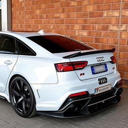 An Audi RS6 equipped with a Mansory-style aggressive bodykit made entirely of carbon fiber