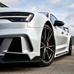 An Audi RS6 equipped with a Mansory-style aggressive bodykit made entirely of carbon fiber