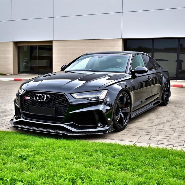 An Audi RS6 equipped with a Mansory-style aggressive bodykit made entirely of carbon fiber