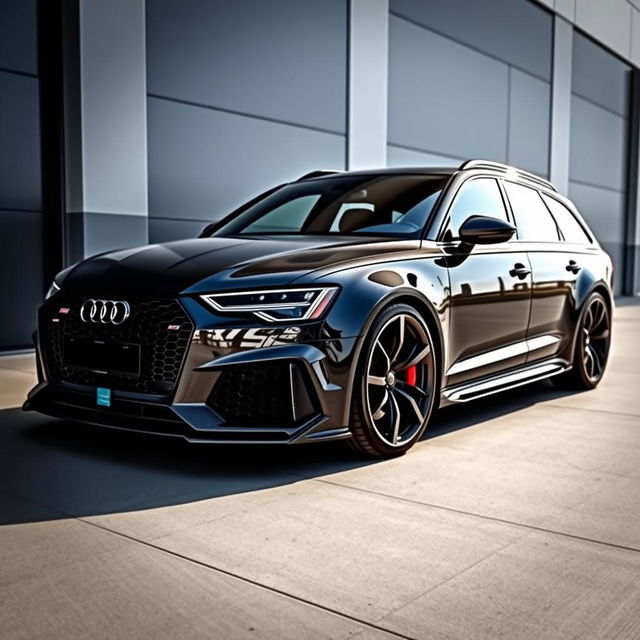 An Audi RS6 Wagon equipped with a Mansory-style aggressive bodykit made entirely of carbon fiber