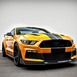 A Ford Mustang equipped with a Mansory-style aggressive bodykit made entirely of carbon fiber